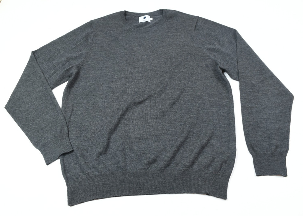 No Nationality NNO7 Merino Wool Sweater Mens 2XL Gray Long Sleeve Pullover Slim